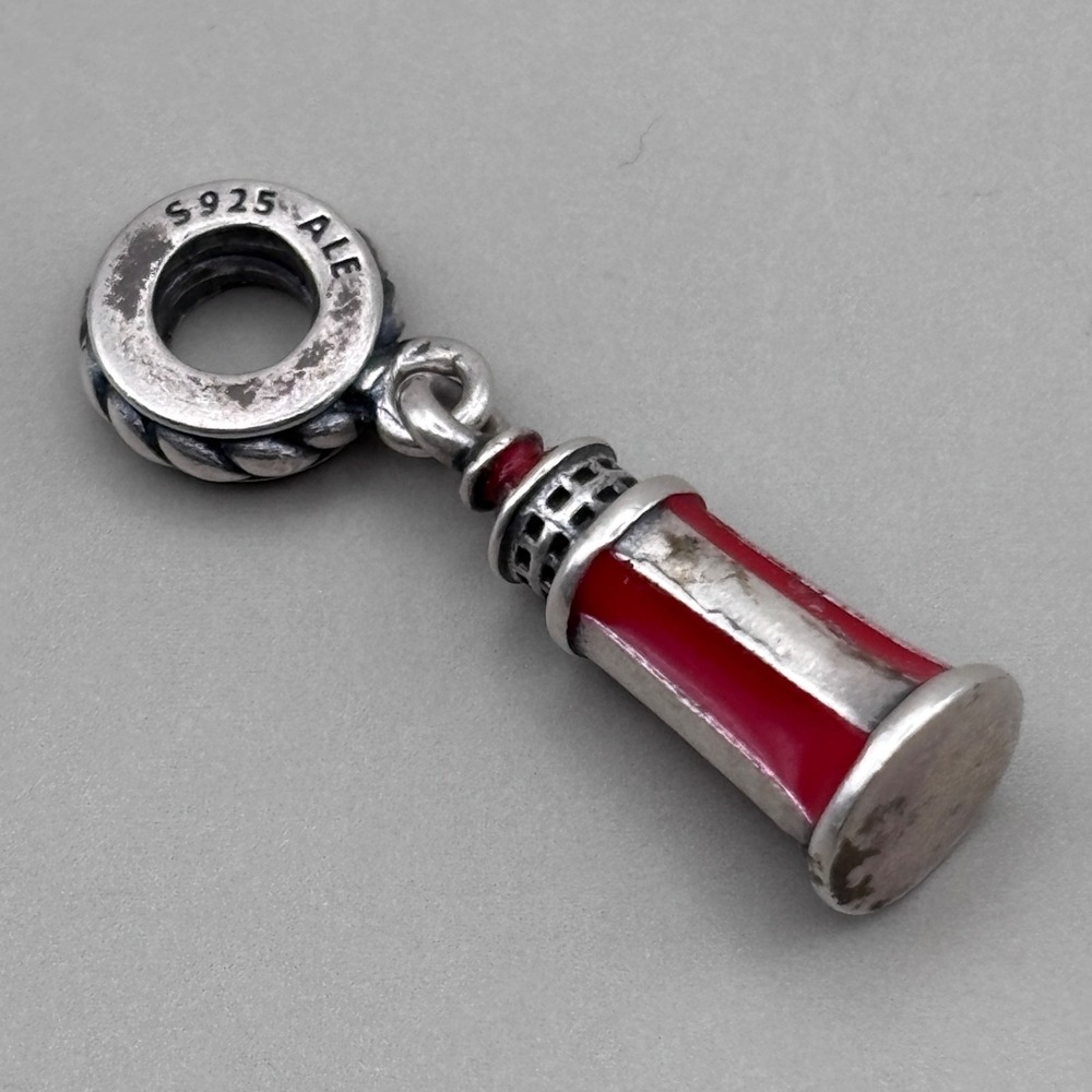 PANDORA Lighthouse Dangle Enamel Charm Sterling Silver S925 Ale